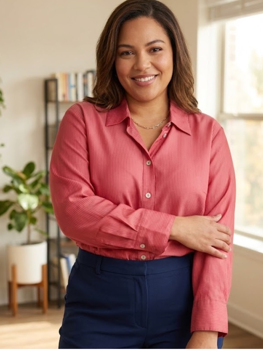 Avenue Button-Down Shirt in Dusty Rose